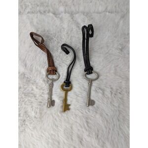 Lot Of 3 FOSSIL Key Purse Charm Silver And Gold Metal Keys